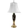 Stiffel Malin Burnished Brass and Black Zebra Marble Traditional Table Lamp