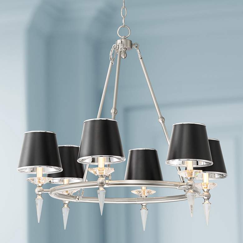 Image 1 Stiffel Manhattan 30 inch Wide Brushed Nickel and Black 6-Light Chandelier