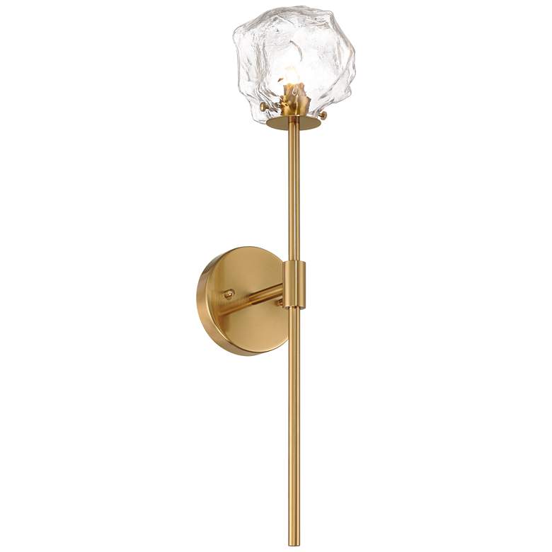 Image 3 Stiffel Melvan 23 1/2" Wide Golden Bronze Ice Glass Wall Sconce
