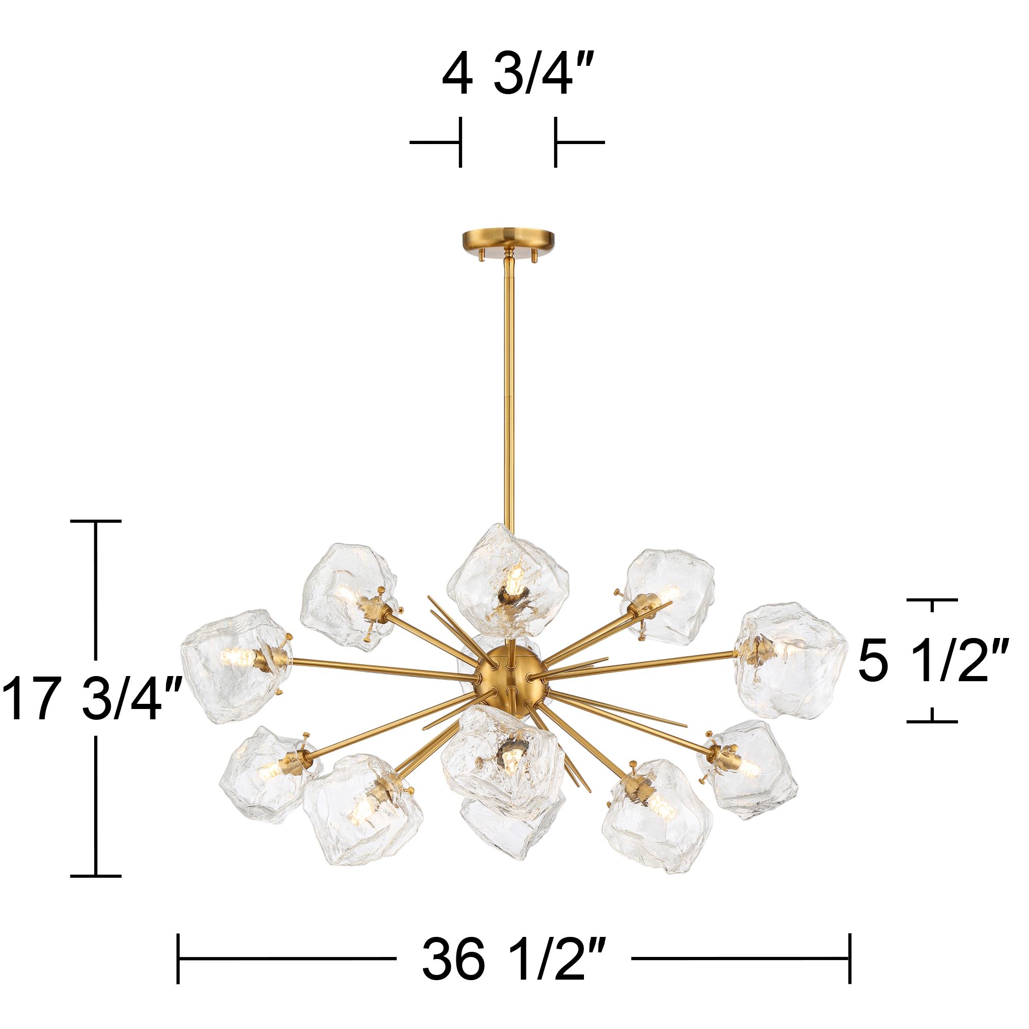 Watch A Video About the Stiffel Melvan Golden Bronze Ice Glass 12 Light Pendant