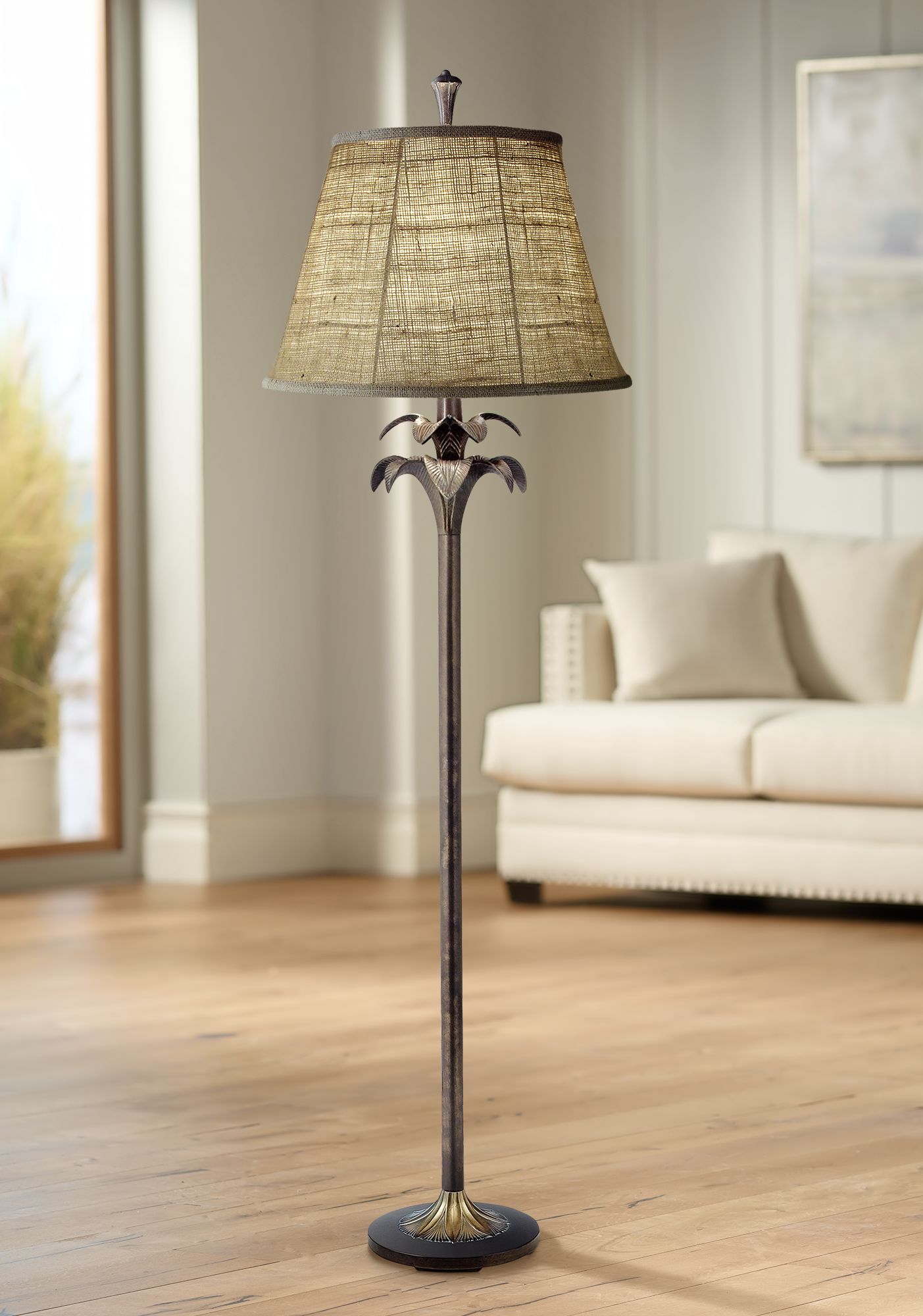 burlap floor lamp