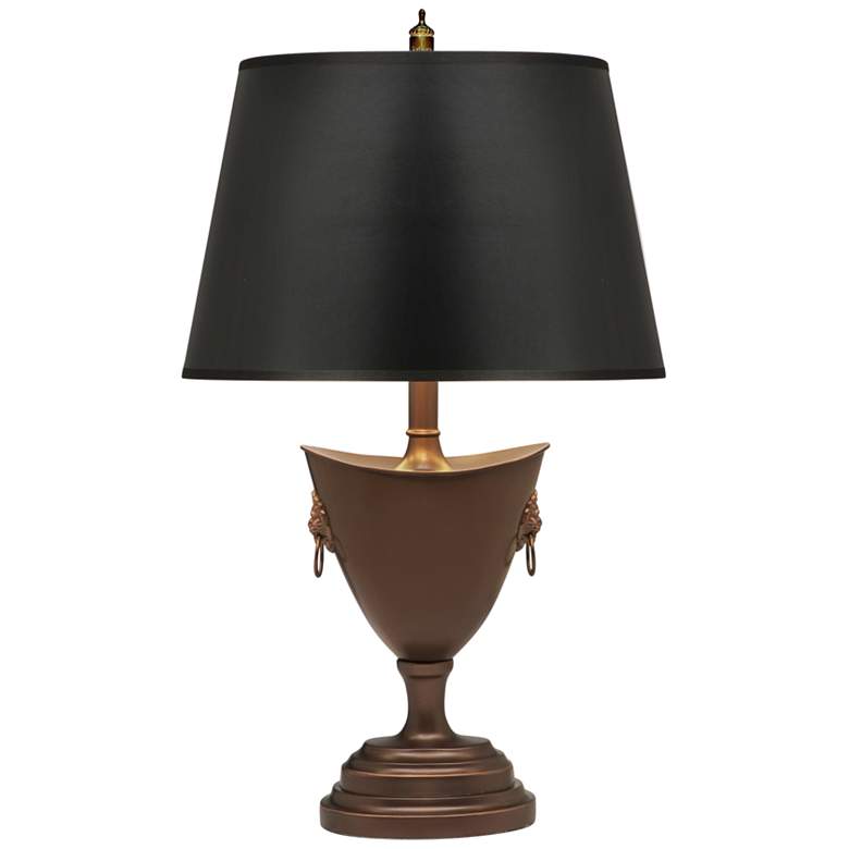 Image 2 Stiffel Oxidized Bronze and Black Opaque Table Lamp