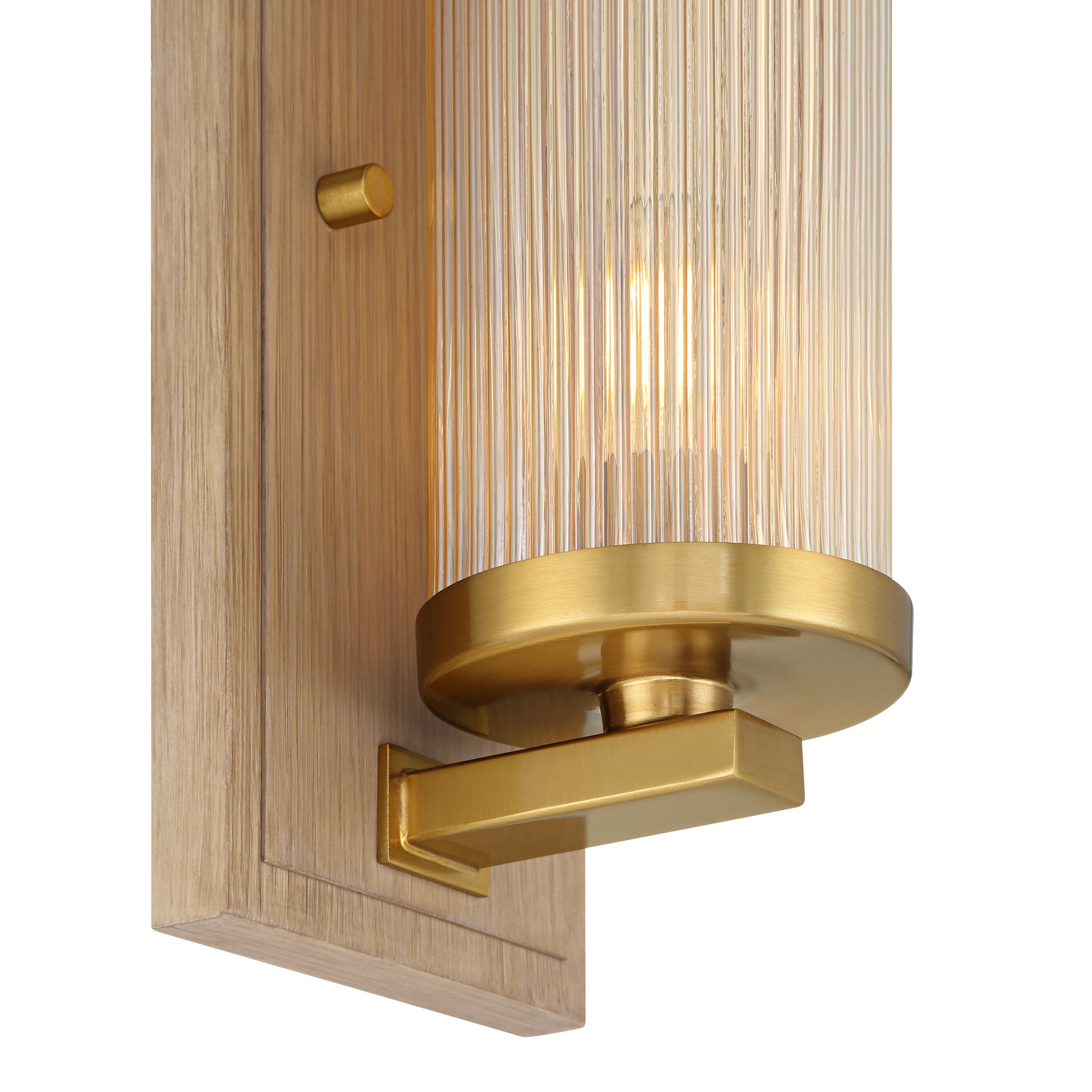 Image 4 Stiffel Palais 12 1/2" High Gold and Wood and Fluted Glass Wall Sconce more views