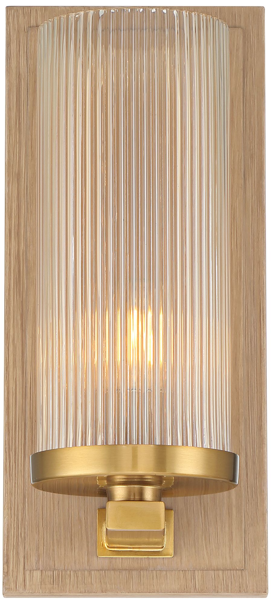 Image 5 Stiffel Palais 12 1/2" High Gold and Wood and Fluted Glass Wall Sconce more views