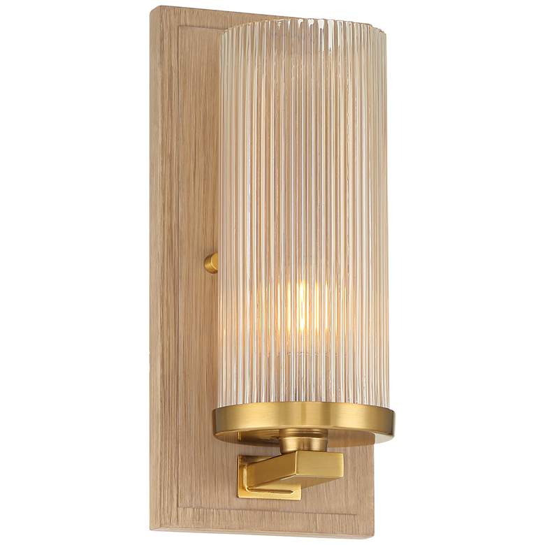 Image 6 Stiffel Palais 12 1/2" High Gold and Wood Wall Sconce Set of 2 more views