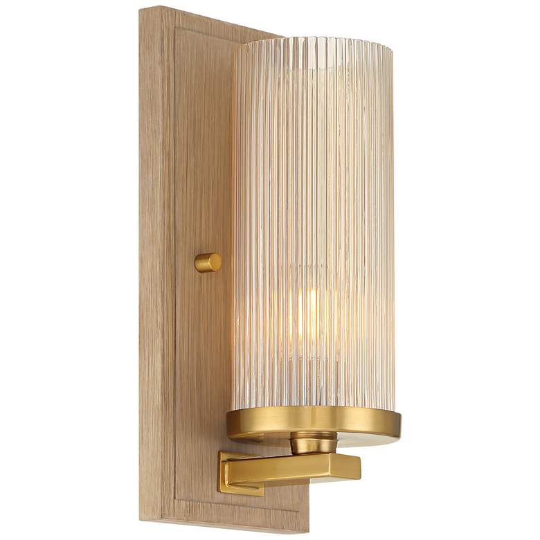Image 7 Stiffel Palais 12 1/2" High Gold and Wood Wall Sconce Set of 2 more views