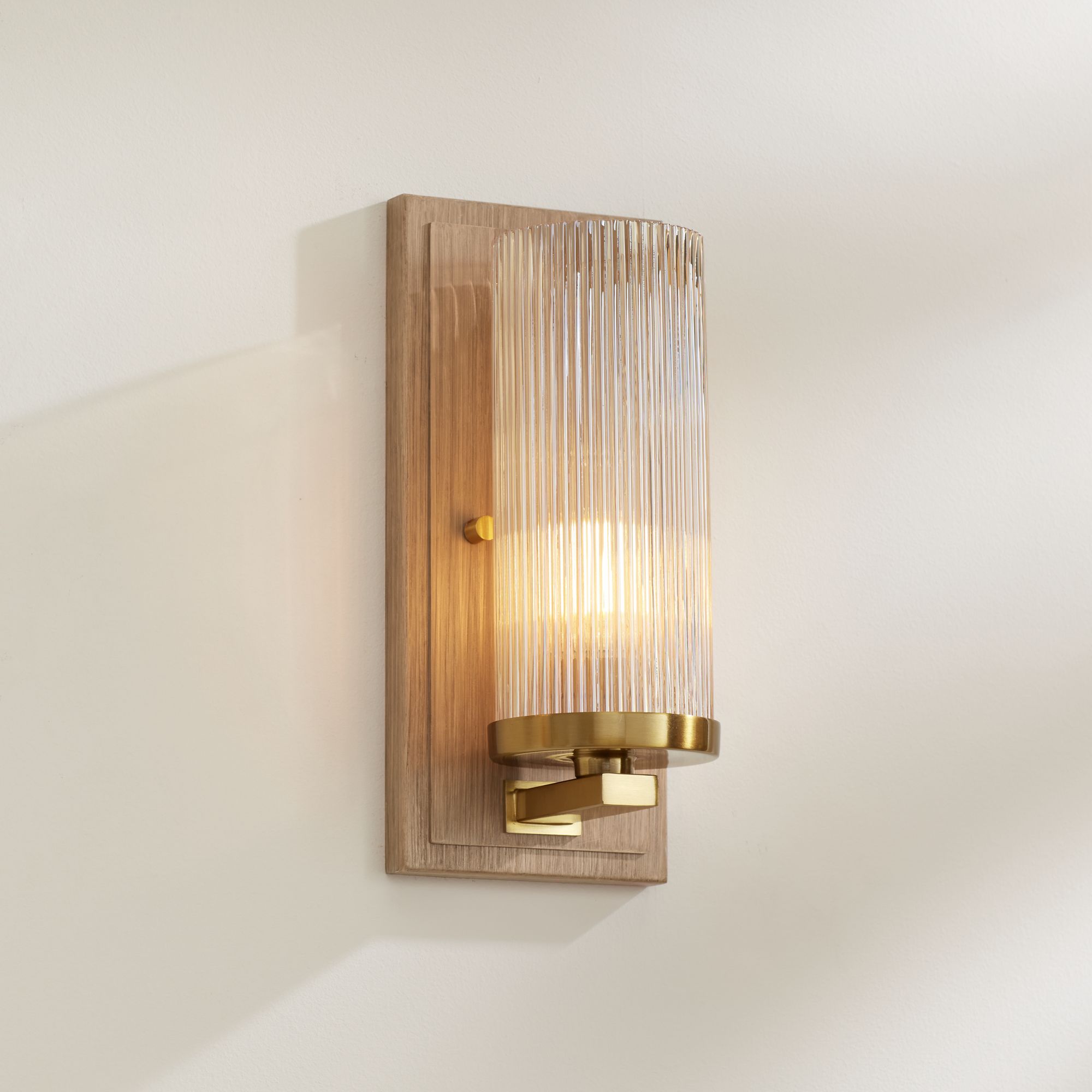 Stiffel Palais 12 1/2" High Gold and Wood Wall Sconce Set of 2