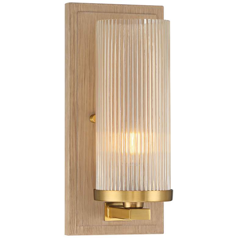 Image 2 Stiffel Palais 12 1/2" High Gold and Wood Wall Sconce