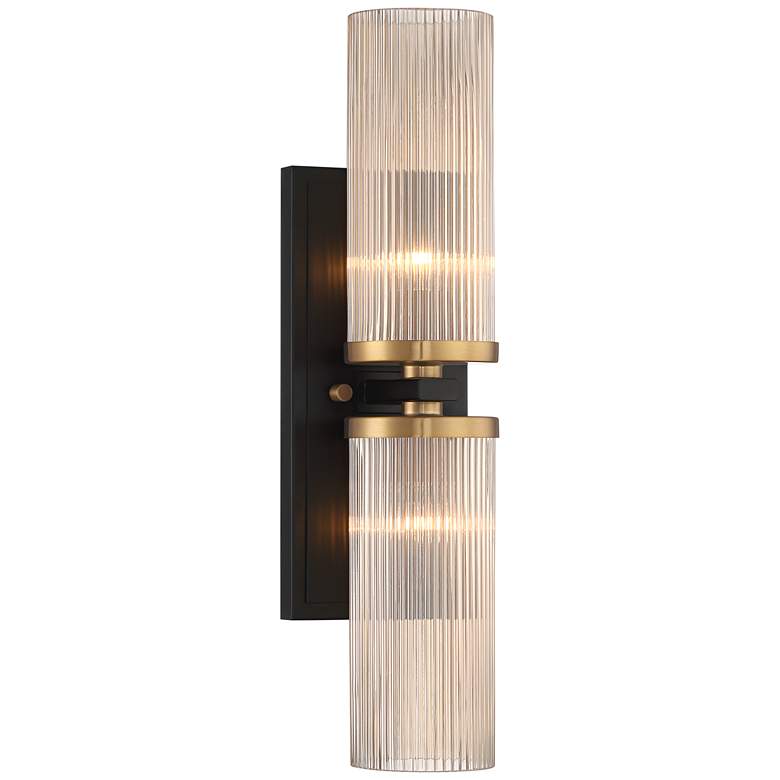 Image 3 Stiffel Palais 20 1/4" High Black and Warm Brass 2-Light Wall Sconce