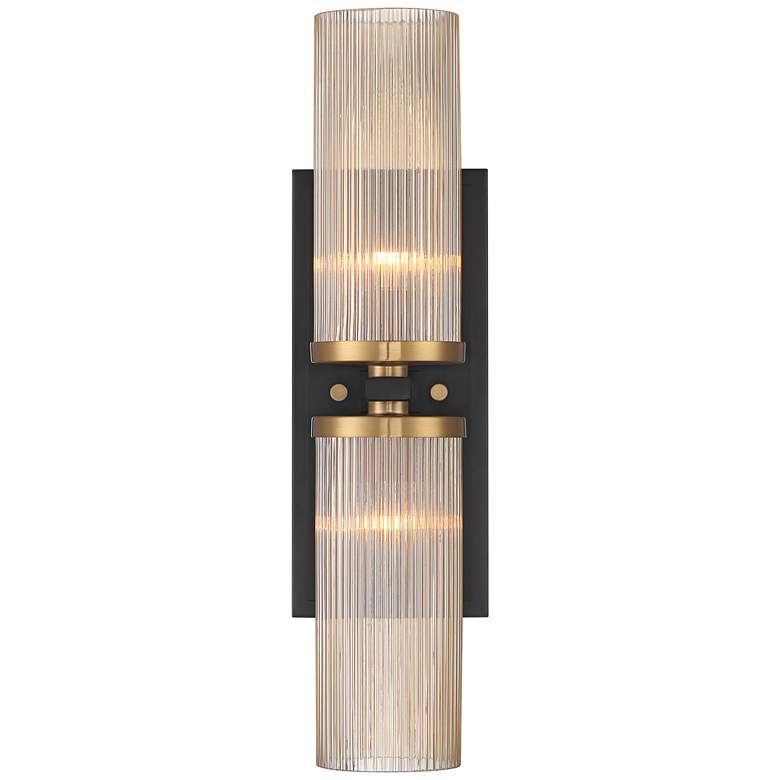 Image 5 Stiffel Palais 20 1/4 inch High Black and Warm Brass 2-Light Wall Sconce more views