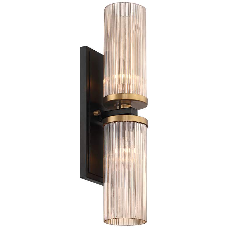 Image 6 Stiffel Palais 20 1/4 inch High Black and Warm Brass 2-Light Wall Sconce more views