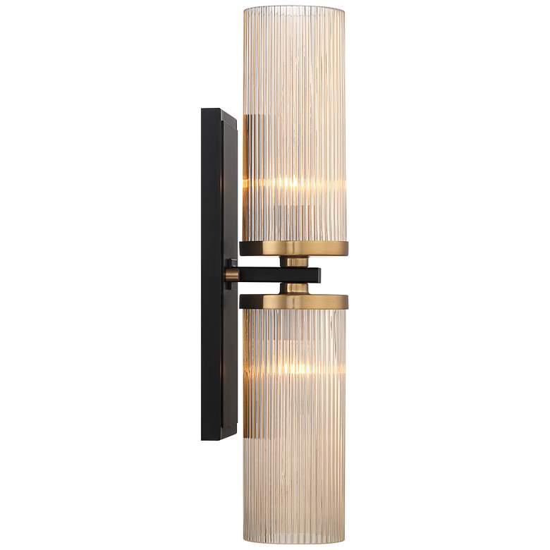 Image 6 Stiffel Palais 20 1/4 inch High Black and Warm Brass 2-Light Wall Sconce more views