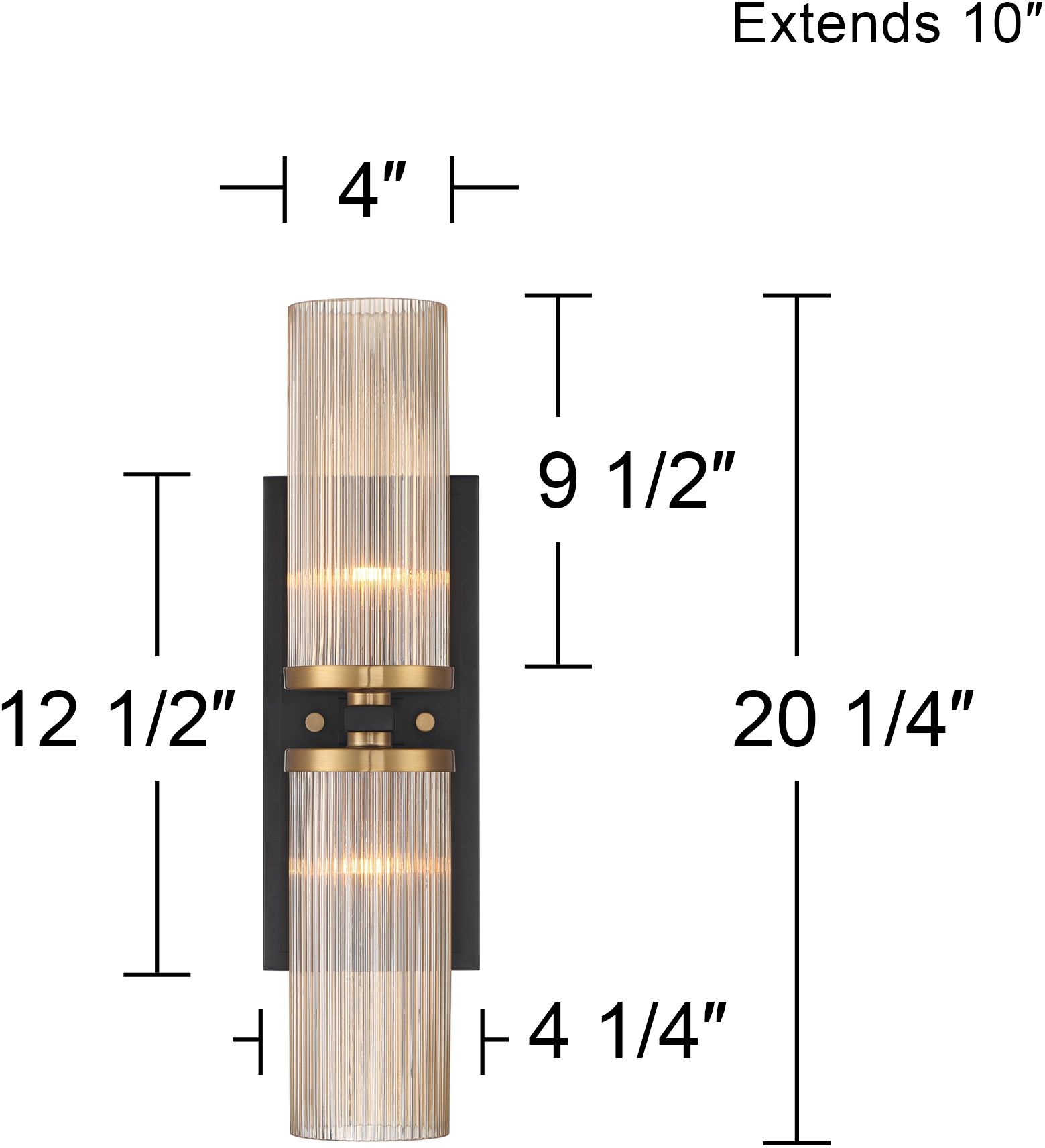 Stiffel Palais 20 1/4" High Black and Warm Brass 2-Light Wall Sconce in scene