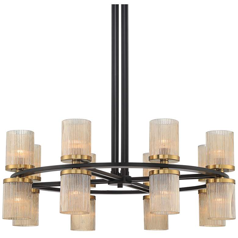 Image 3 Stiffel Palais 35 1/2" Modern Black and Brass 16-Light Ring Chandelier