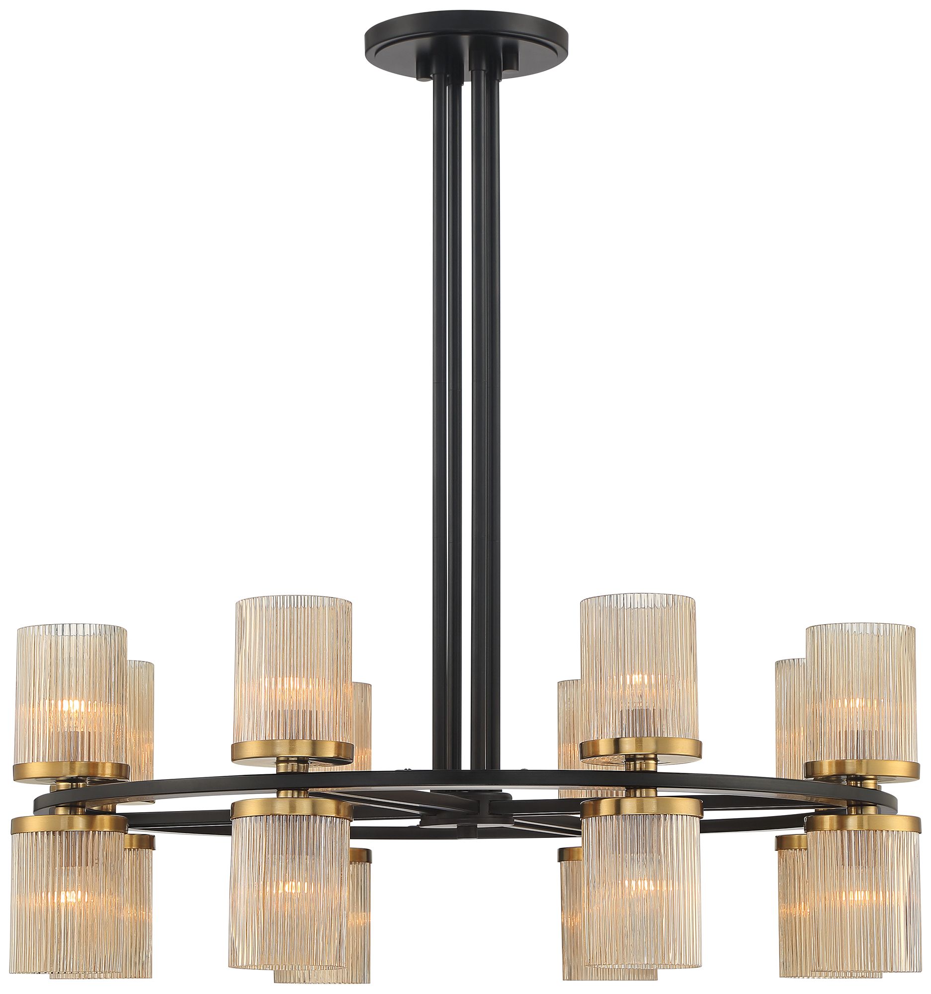 Watch A Video About the Stiffel Palais Modern Black and Brass 16 Light Ring Chandelier