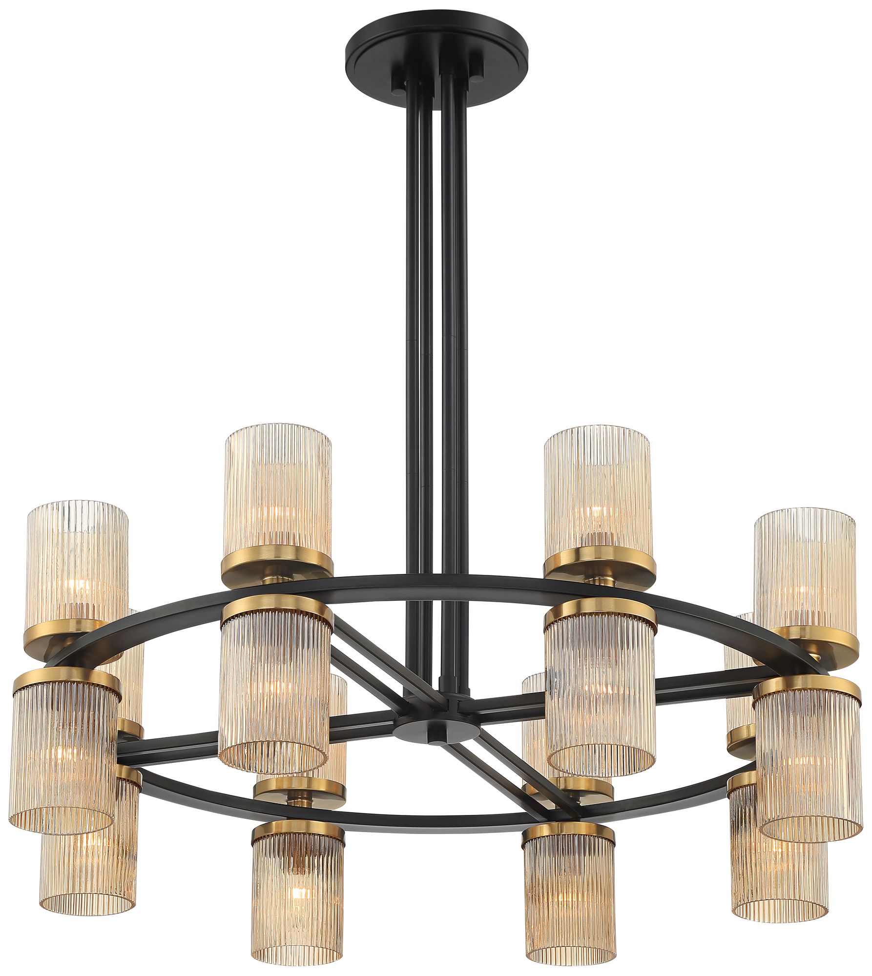 Watch A Video About the Stiffel Palais Modern Black and Brass 16 Light Ring Chandelier