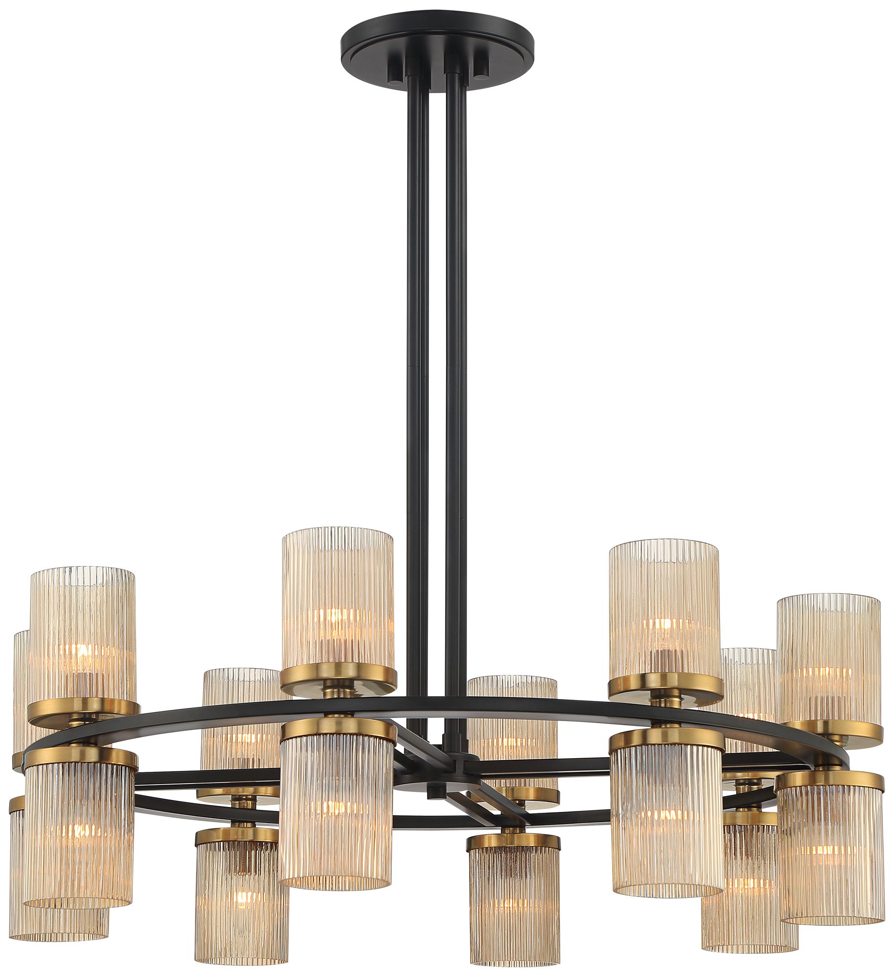 Watch A Video About the Stiffel Palais Modern Black and Brass 16 Light Ring Chandelier
