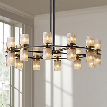 Stiffel Palais 48" Wide Champagne Glass 24-Light Ring Chandelier
