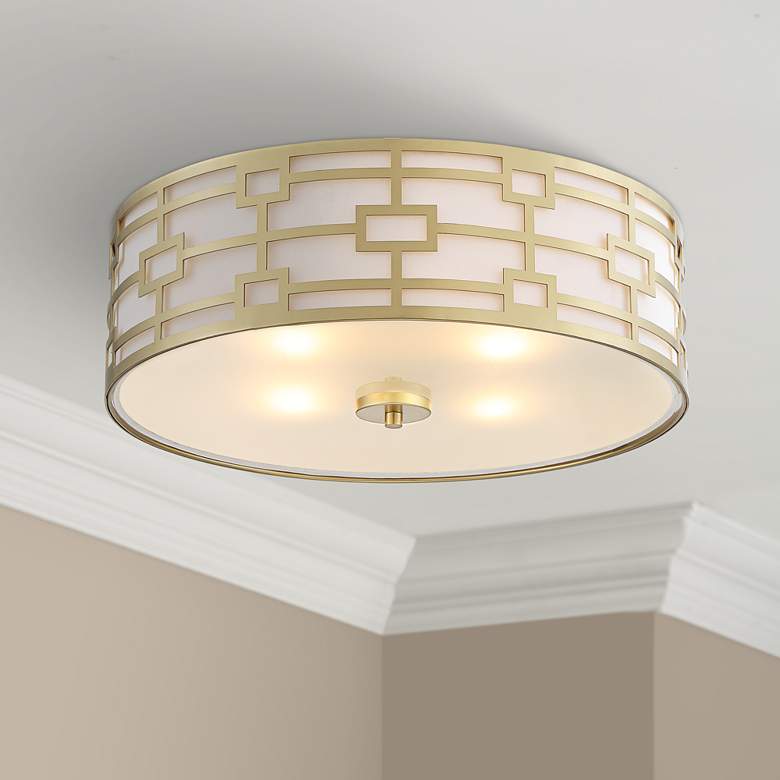 Image 1 Stiffel Paulina 18" Wide 4-Light Flushmount Gold Pattern Ceiling Light