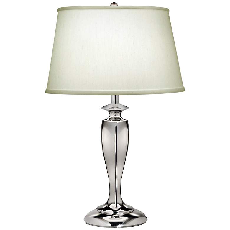 Image 1 Stiffel Pearl Satin Shade And Polished Nickel Table Lamp