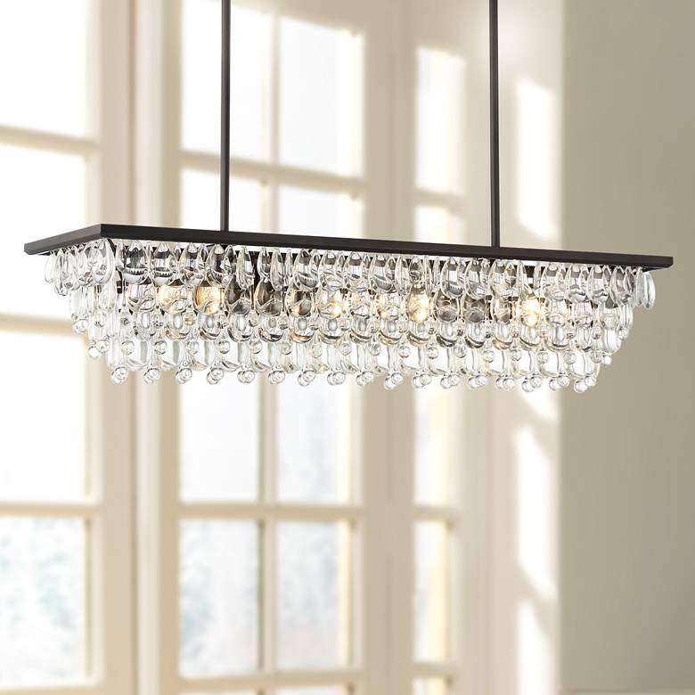 Image 2 Stiffel Petranilla 40" Wide Linear Crystal Island Pendant Light