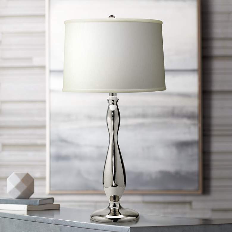 Image 1 Stiffel Polished Nickel And Pearl Satin Table Lamp
