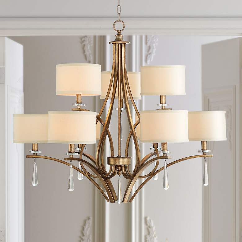 Image 1 Stiffel Quintana 35 inch Wide Winter Gold 9-Light Chandelier