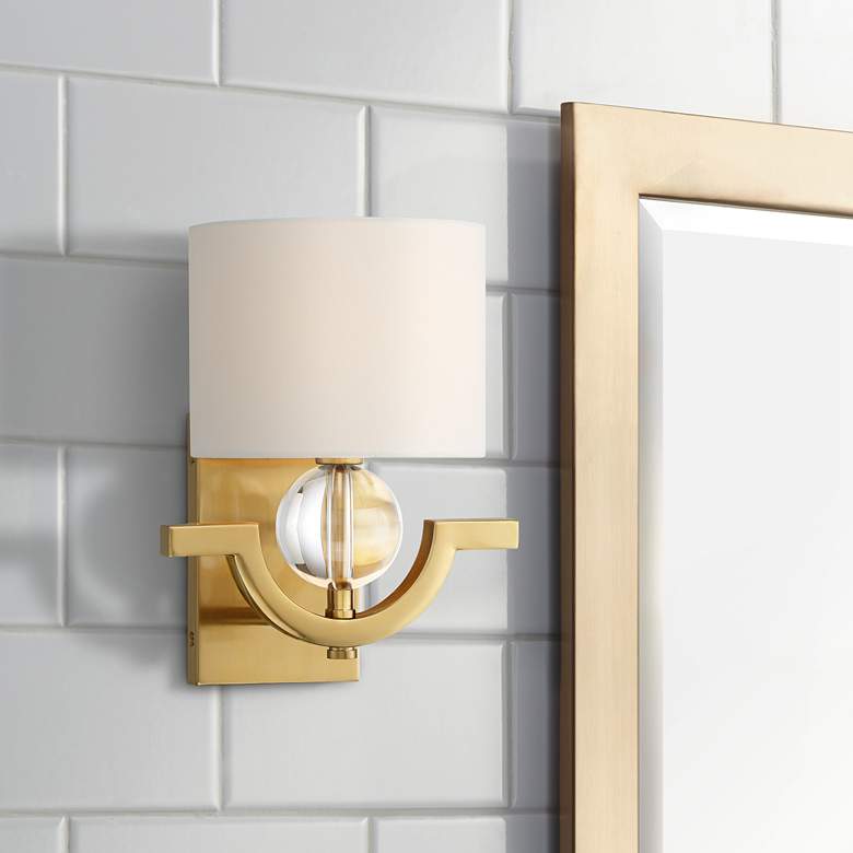 Image 1 Stiffel Rainey 11 3/4"H Gold and Crystal Wall Sconce