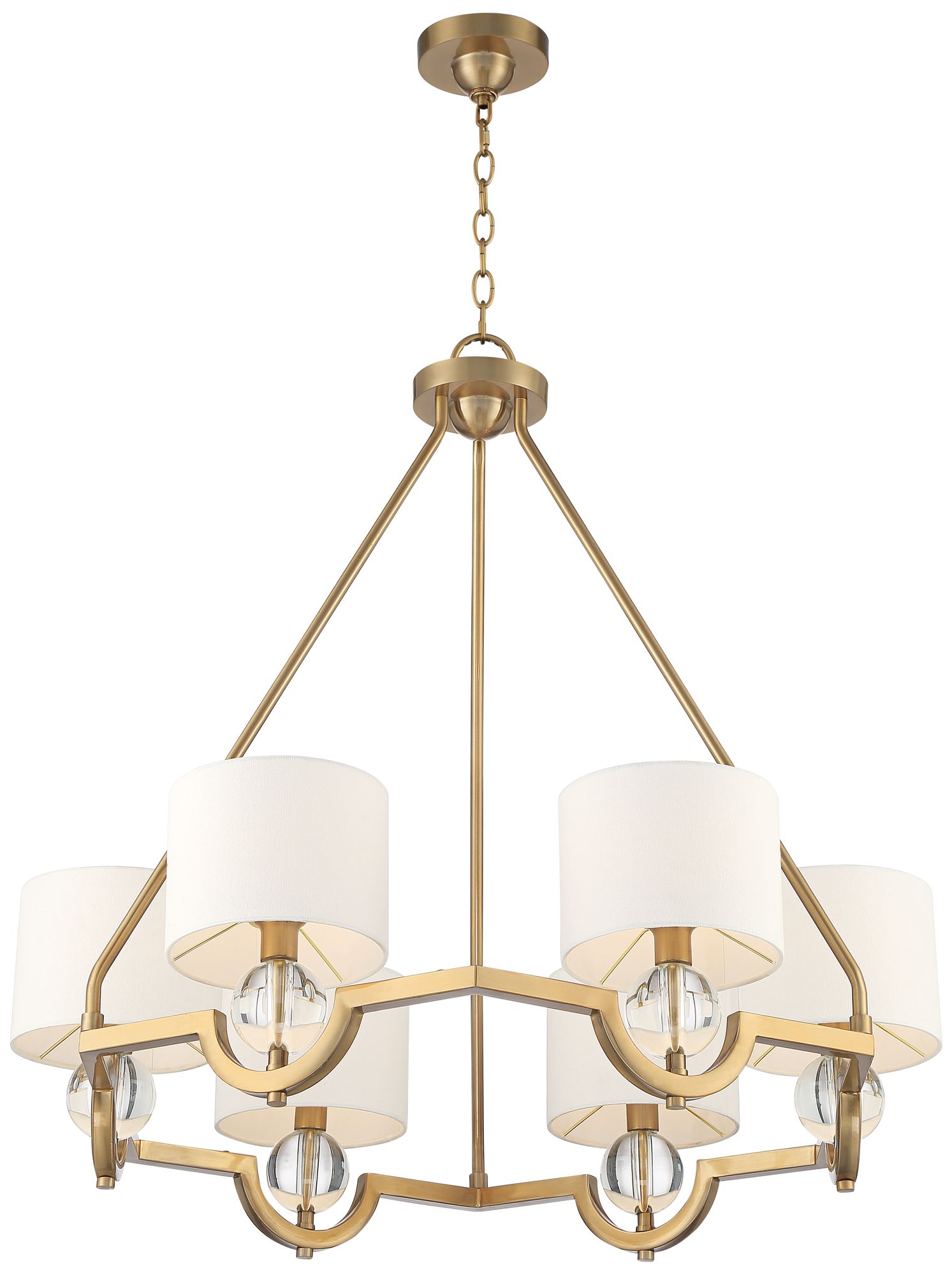 Stiffel Rainey 32 3/4" Wide Brass and Crystal Shaded Luxury Chandelier in scene
