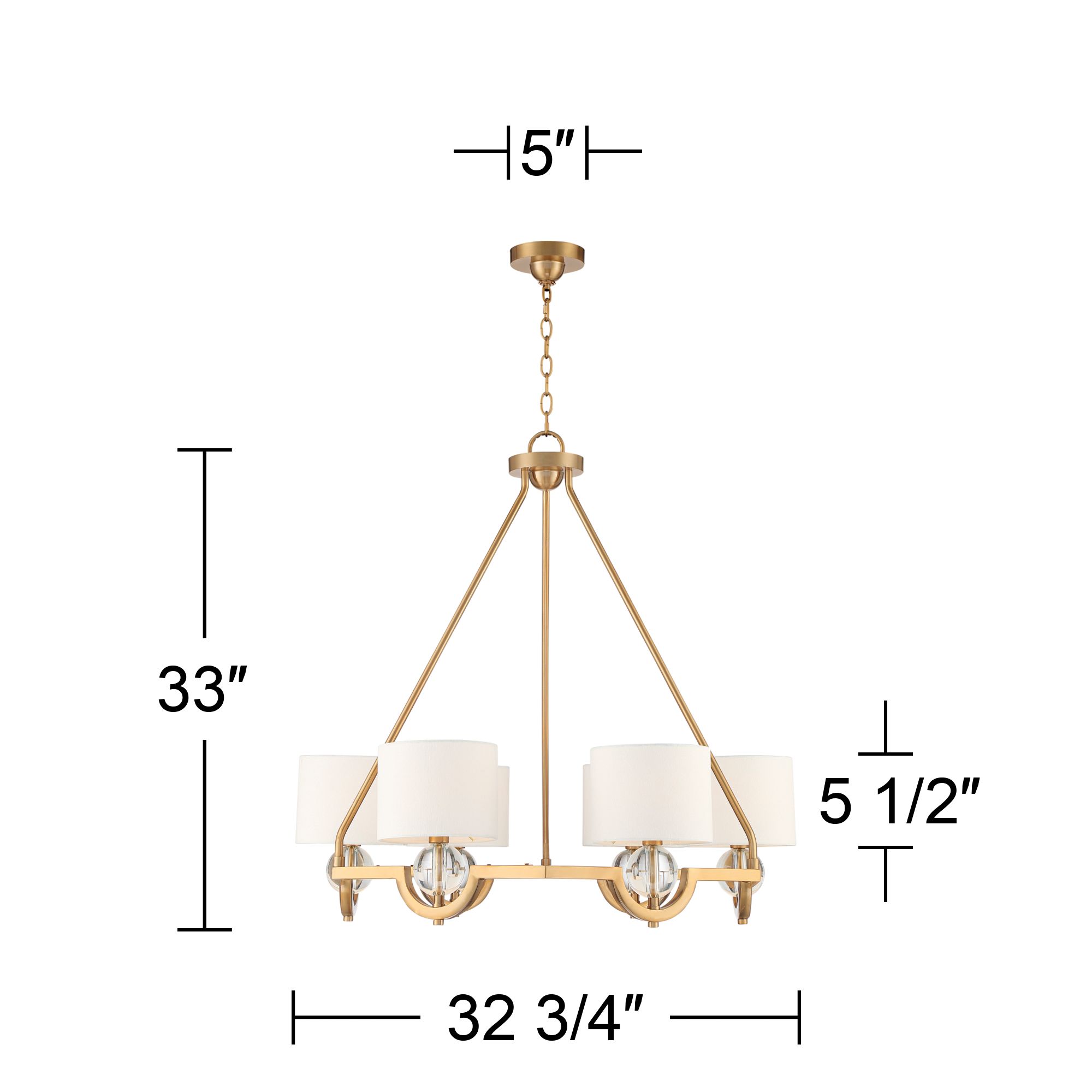 Stiffel Rainey 32 3/4" Wide Brass and Crystal Shaded Luxury Chandelier in scene