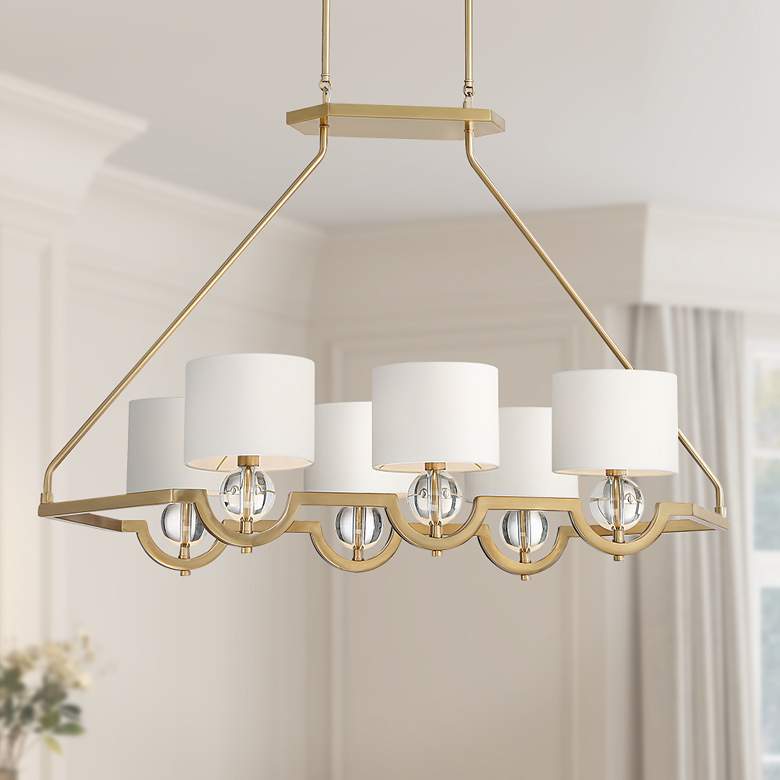 Image 1 Stiffel Rainey 42" Wide Warm Antique Brass 6-Light Island Chandelier