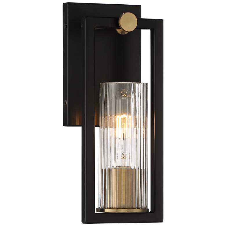 Image 3 Stiffel Ramos 11 1/2" High Black and Brass Modern Wall Sconce