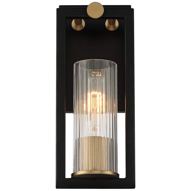 Image 6 Stiffel Ramos 11 1/2" High Black and Brass Modern Wall Sconce more views