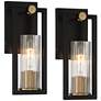 2_Stiffel Ramos 11 1/2" High Black and Brass Wall Sconces Set of 2