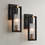 1_Stiffel Ramos 11 1/2" High Black and Brass Wall Sconces Set of 2
