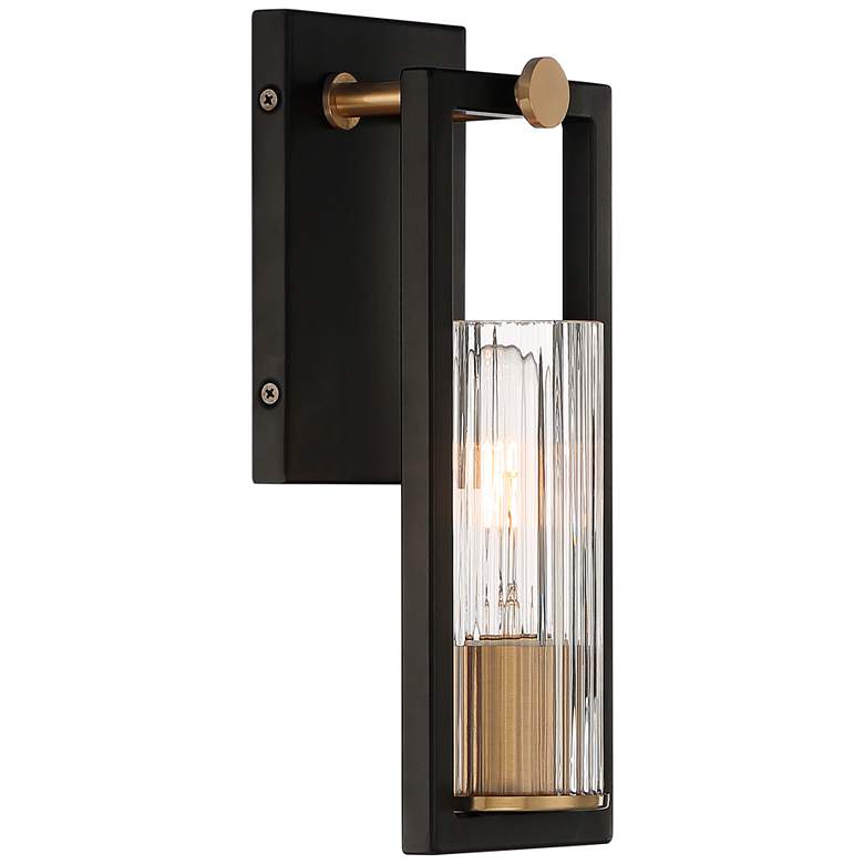 Image 6 Stiffel Ramos 11 1/2" High Black and Brass Wall Sconces Set of 2 more views