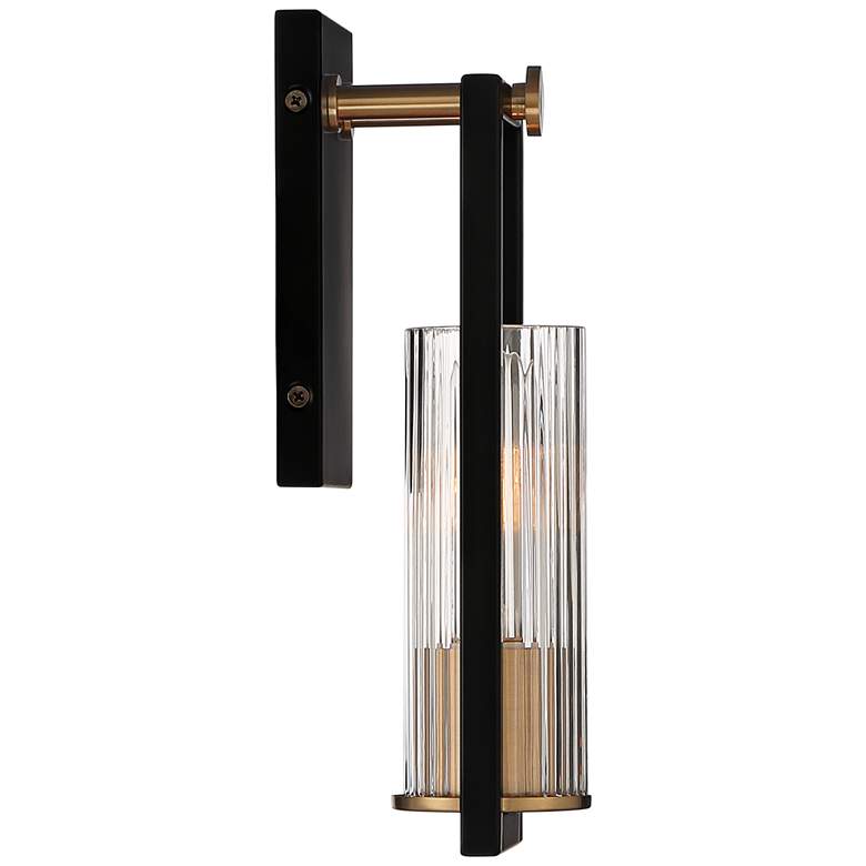 Image 7 Stiffel Ramos 11 1/2" High Black and Brass Wall Sconces Set of 2 more views