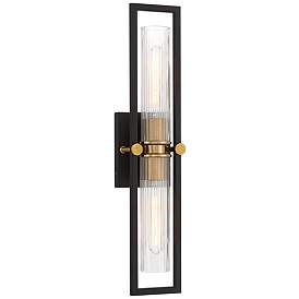 Image2 of Stiffel Ramos 24" High Black and Brass 2-Light Wall Sconce