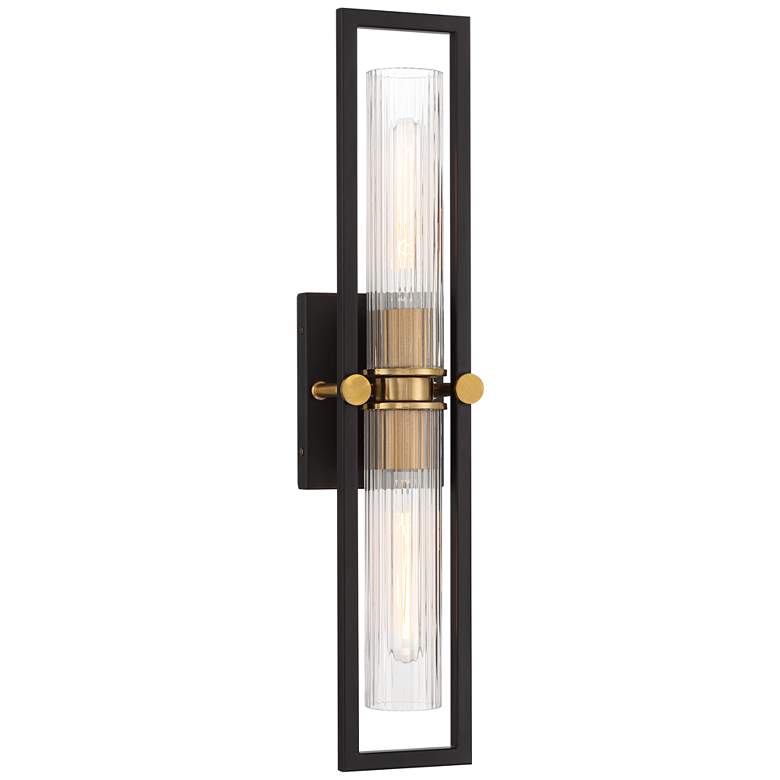 Image 2 Stiffel Ramos 24" High Black and Brass 2-Light Wall Sconce