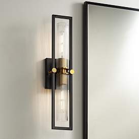 Image1 of Stiffel Ramos 24" High Black and Brass 2-Light Wall Sconce