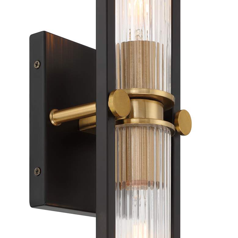 Image 3 Stiffel Ramos 24 inch High Black and Brass 2-Light Wall Sconce more views