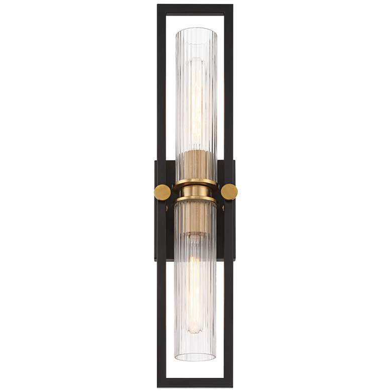 Image 5 Stiffel Ramos 24" High Black and Brass 2-Light Wall Sconce more views