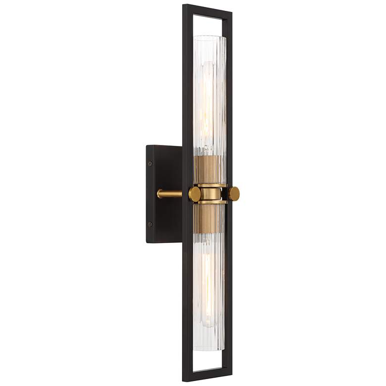 Image 7 Stiffel Ramos 24" High Black and Brass 2-Light Wall Sconce more views