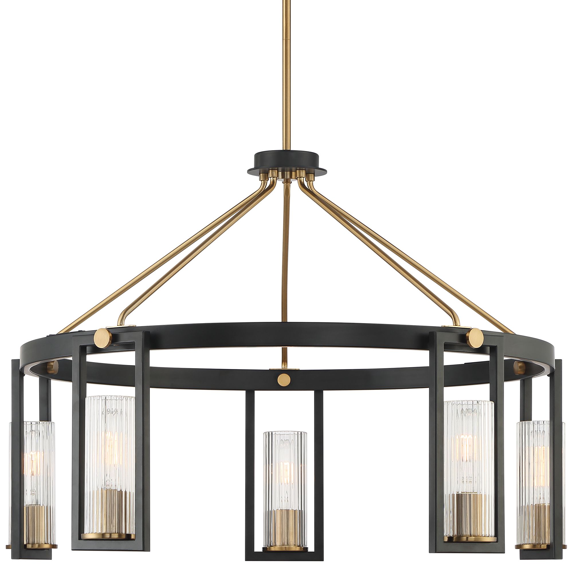 Stiffel Ramos 29 1/2"W Matte Black and Warm Gold Ring Chandelier