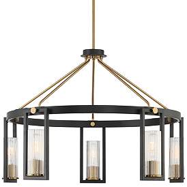Image2 of Stiffel Ramos 29 1/2"W Matte Black and Warm Gold Ring Chandelier