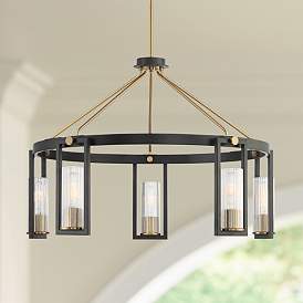 Image1 of Stiffel Ramos 29 1/2"W Matte Black and Warm Gold Ring Chandelier