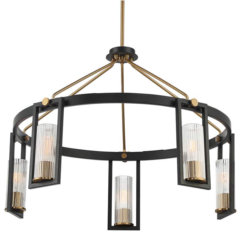 Image 6 Stiffel Ramos 29 1/2"W Matte Black and Warm Gold Ring Chandelier more views