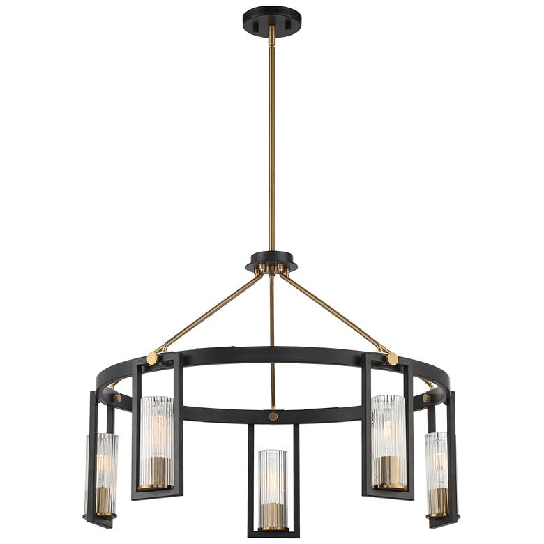 Image 7 Stiffel Ramos 29 1/2"W Matte Black and Warm Gold Ring Chandelier more views