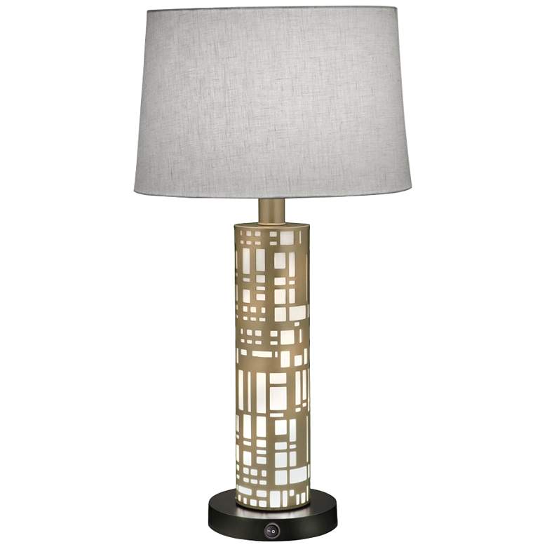 Image 1 Stiffel Rectangles 29" High Cut Oculux Bronze Night Light Table Lamp