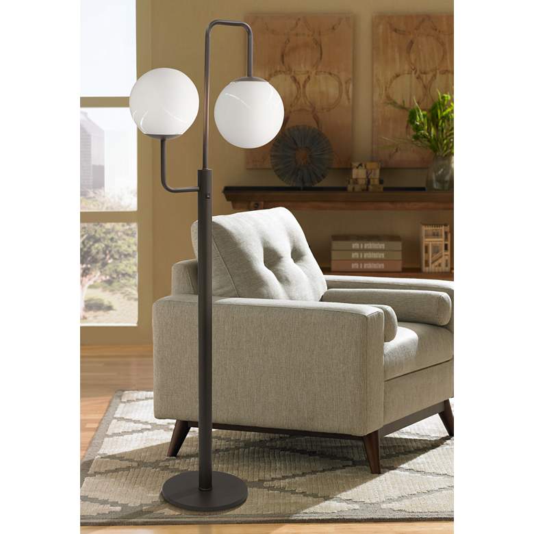 Image 1 Stiffel Remington Square 67" High 2-Orb Oxidized Bronze Floor Lamp